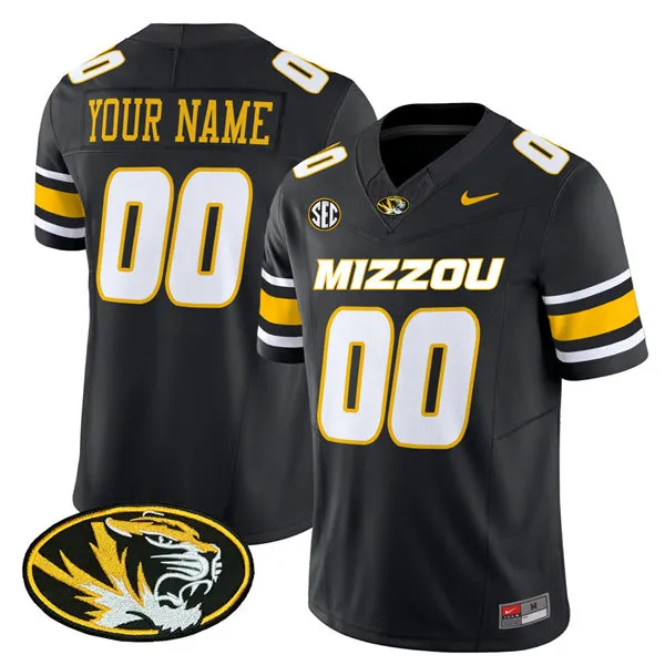 Missouri Tigers Custom Nike 2025 Black Football Game Jersey