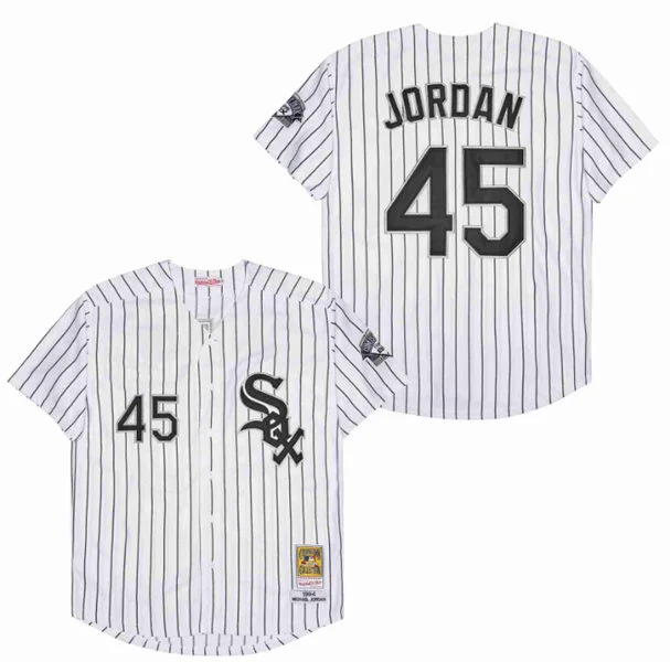 Men's Chicago White Sox #45 Michael Jordan 1994 Mitchell & Ness Throwback Baseball Jersey With comiskey Park Patch