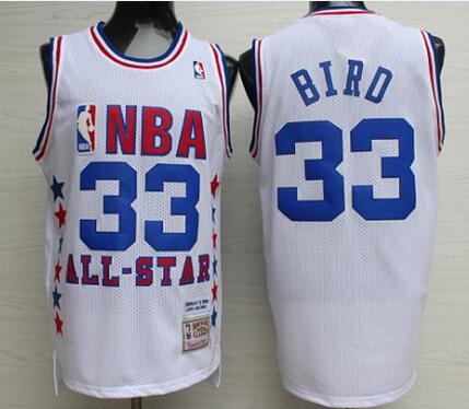 Mens Boston Celtics #33 Larry Bird NBA 1990 All-Star White Hardwood Classics Soul Swingman Throwback Jersey