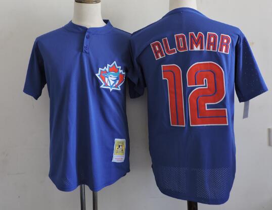 Men's Toronto Blue Jays Retired Player #12 Roberto Alomar Mitchell & Ness Royal Cooperstown Mesh Batting Practice Jersey