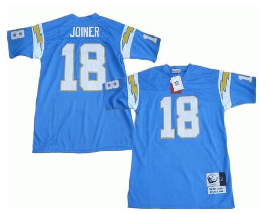 Men's San Diego Chargers #18 Charlie Joiner Light Blue NFL Throwback Football Jersey