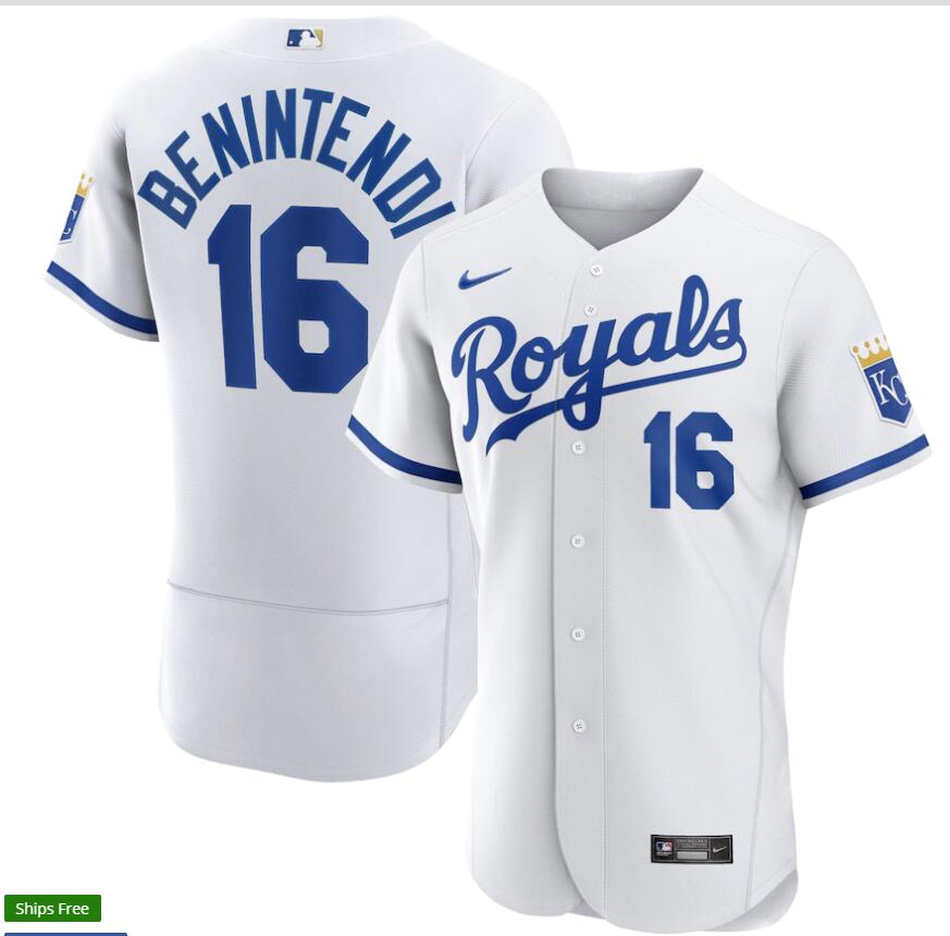 Men's Kansas City Royals #16 Andrew Benintendi Nike 2022 Home White FlexBase Player Jersey