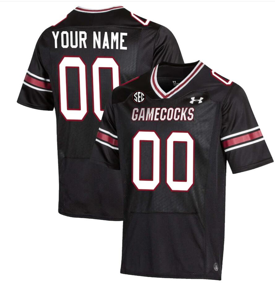 Men's Youth South Carolina Gamecocks Custom 2024 Black Under Armour College Football Game Jersey