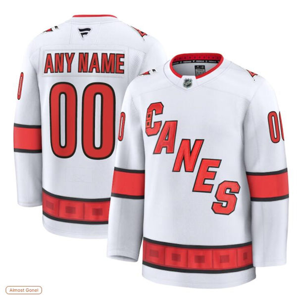 Men's Carolina Hurricanes Custom Stitched Fanatics White Away Jersey