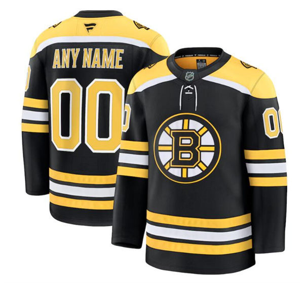 Men's Boston Bruins Custom Fanatics Black Home Primegreen Player Jersey