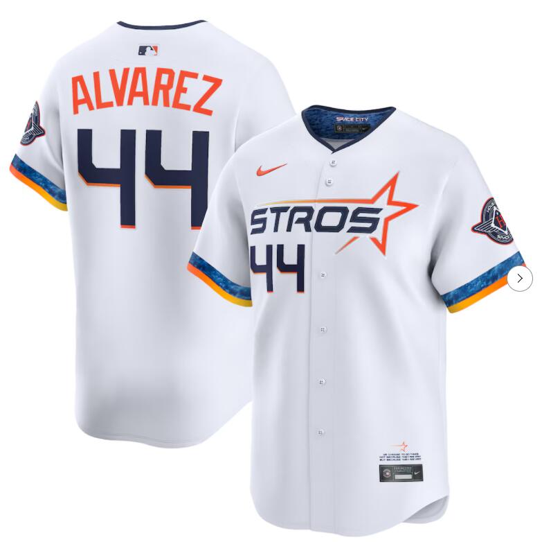Youth Houston Astros #44 Yordan Alvarez White 2025 City Connect Edition Jersey