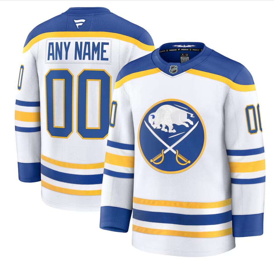 Men's Buffalo Sabres Custom Fanatics White Royal Away Premier Jersey
