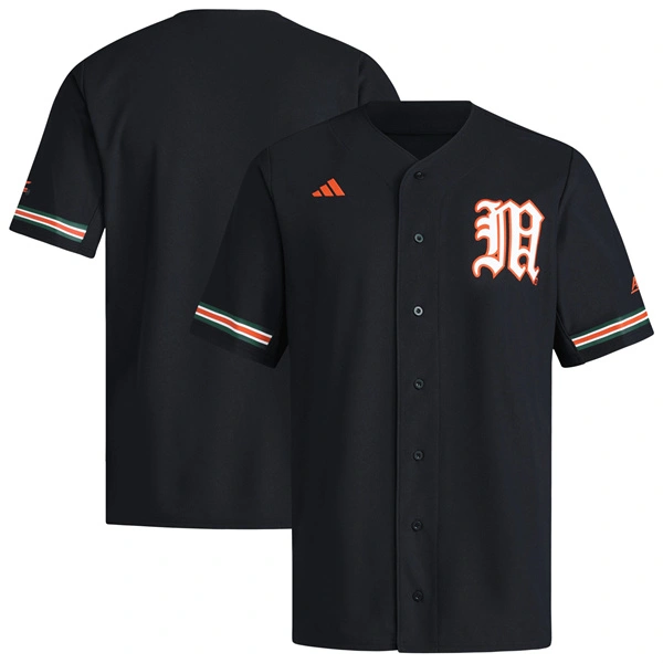 Miami Hurricanes Blank Black Baseball Jersey
