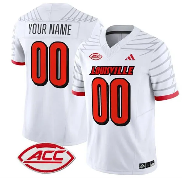 Mens Louisville Cardinals Custom Adidas 2021-24 White College Football Game Jersey