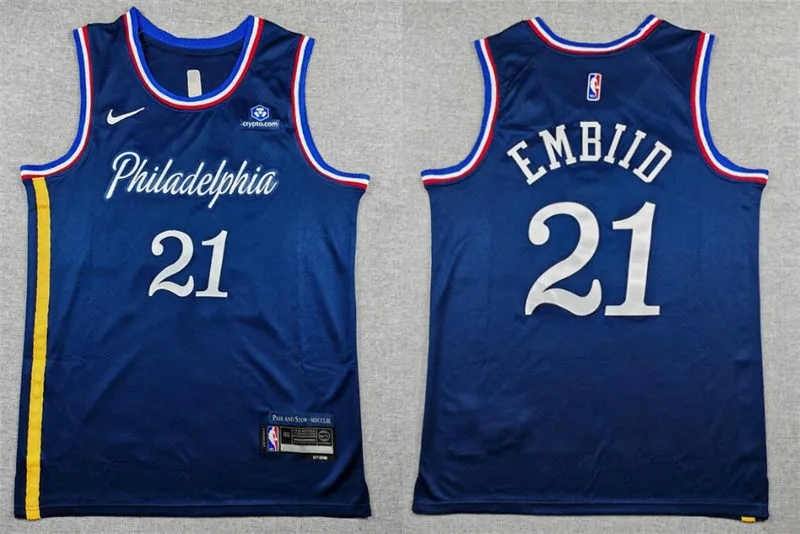 Mens Philadelphia 76ers #21 Joel Embiid Nike Navy 2025-26 City Edition Swingman Jersey