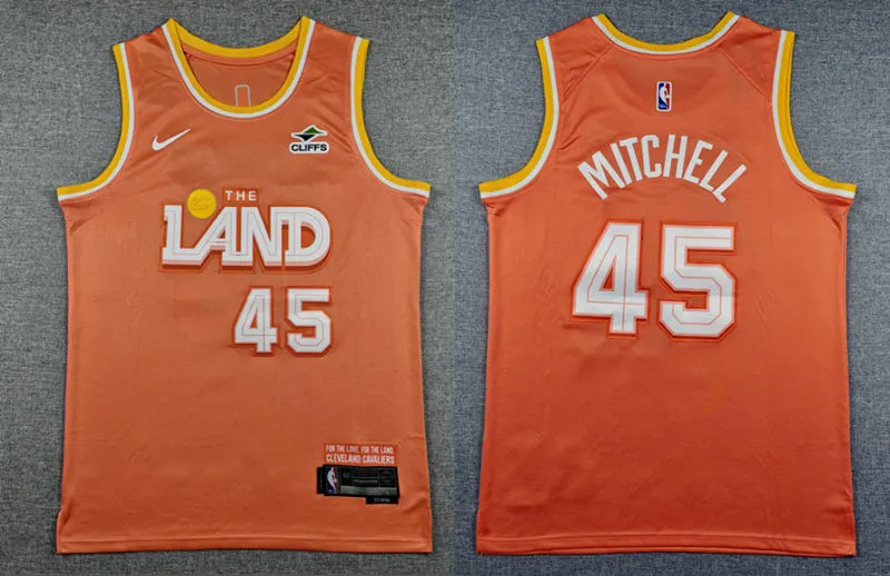 Mens Cleveland Cavaliers #45 Donovan Mitchell Nike Orange 2025-26 City Edition Swingman Jersey