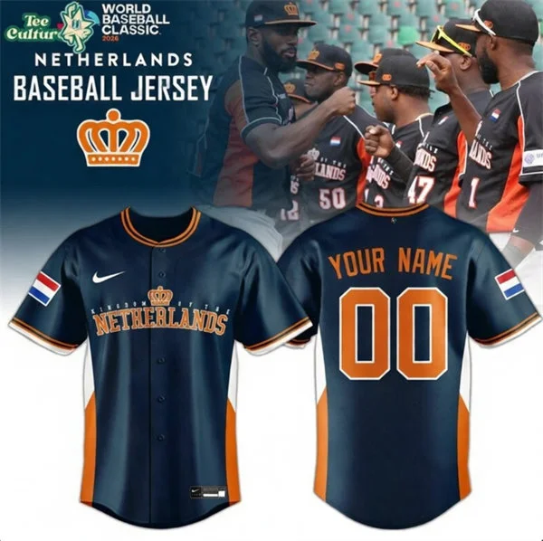 Custom Netherlands Baseball Nike Navy 2026 World Baseball Classic Jersey