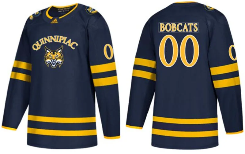 Quinnipiac Bobcats Custom Adidas Navy College Hockey Game Jersey