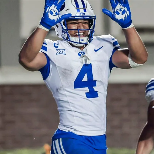 BYU Cougars #4 LJ Martin White Royal College Football Game Jersey