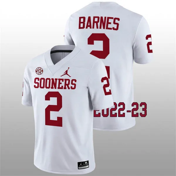 Oklahoma Sooners #2 Jovantae Barnes 2025 SEC White College Football Game Jersey