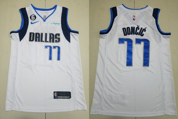 Mens Dallas Mavericks #77 Luka Doncic Nike 2022-23 White Association Edition Jersey