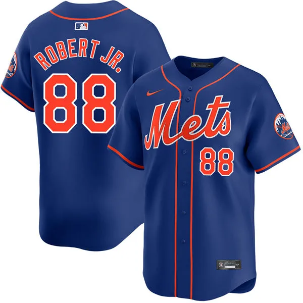 Mens New York Mets #88 Luis Robert Jr. Nike Royal Orange Alternate Limited Jersey