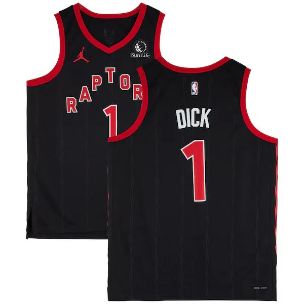 Mens Toronto Raptors #1 Gradey Dick Black Statement Edition Jersey