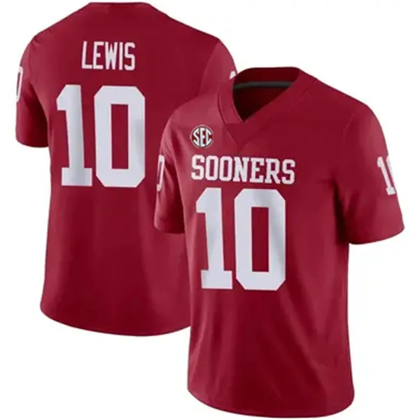 Oklahoma Sooners #10 Kip Lewis 2025 SEC Crimson College Football Game Jersey