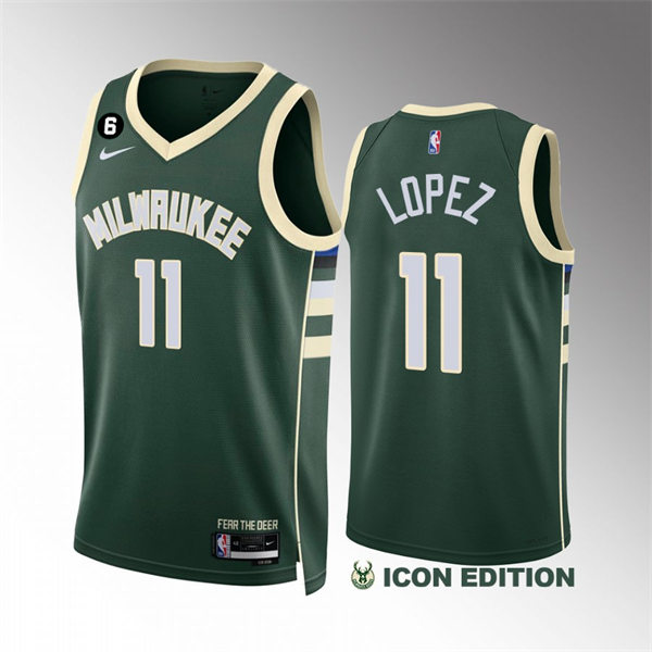 Mens Milwaukee Bucks #11 Brook Lopez Hunter Green Nike Icon Edition Jersey