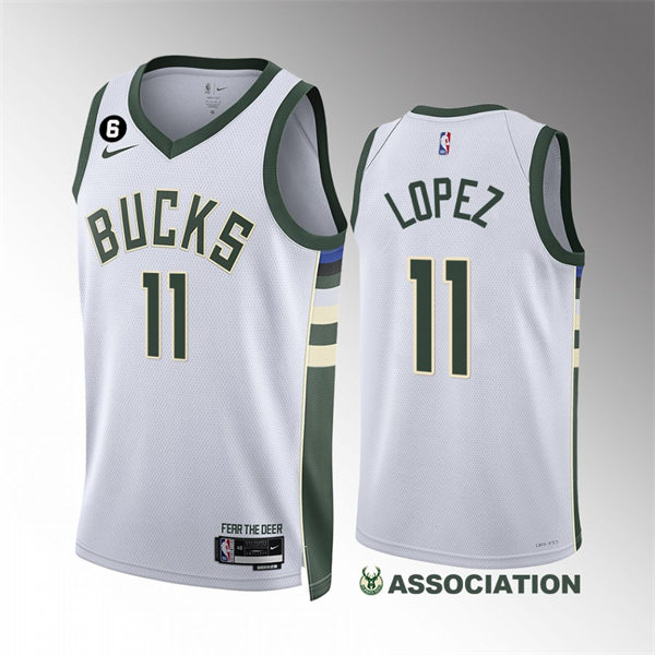 Mens Milwaukee Bucks #11 Brook Lopez Nike White Association Edition Jersey