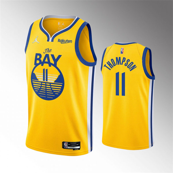 Men's Golden State Warriors #11 Klay Thompson Gold Statement Edition Finished Swingman Jersey
