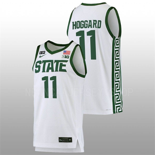 Men's Michigan State Spartans #11 AJ Hoggard White Retro Limited College Baketball Jersey