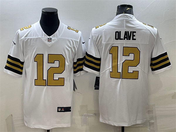 Men's New Orleans Saints #12 Chris Olave Nike White Color Rush Legend Player Jersey