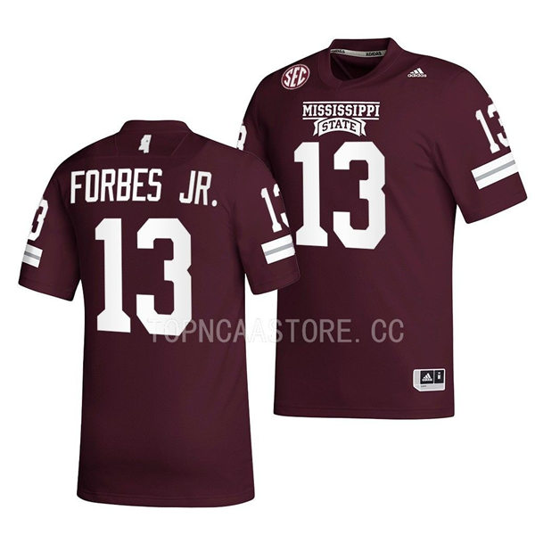 Men Youth Mississippi State Bulldogs #13 Emmanuel Forbes Jr.adidas Maroon College Football Game Jersey