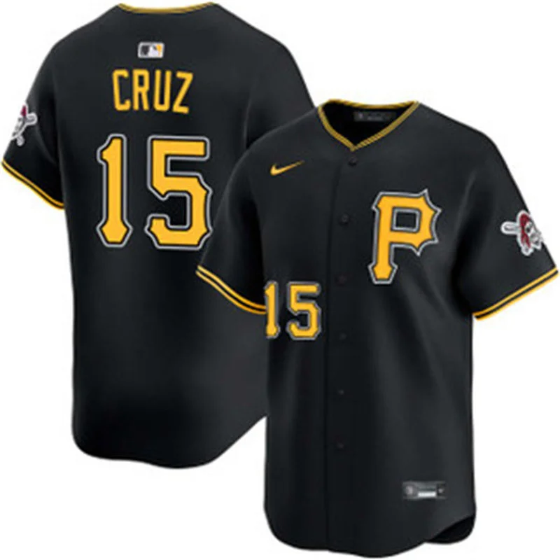 Mens Pittsburgh Pirates #15 Oneil Cruz Nike Black Alternate Team Logo P Limited Jersey