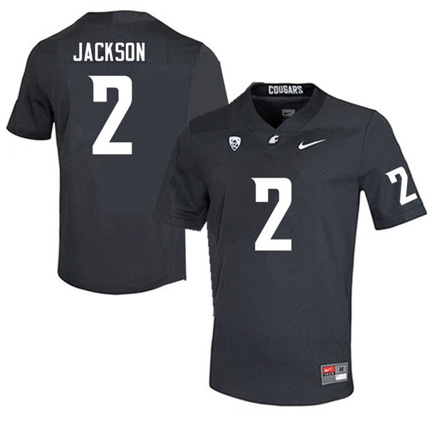 Mens Washington State Cougars #2 Chris Jackson Nike Charcoal College Football Game Jersey