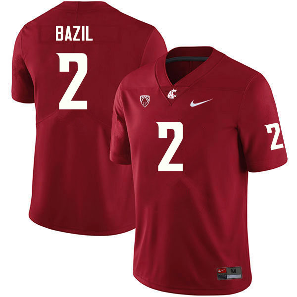 Mens Washington State Cougars #2 Jouvensly Bazil Nike Crimson College Football Game Jersey
