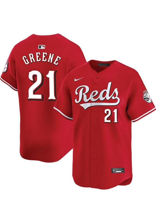 Men's Cincinnati Reds #21 Hunter Greene Scarlet Alternate Reds FlexBase Player Jersey