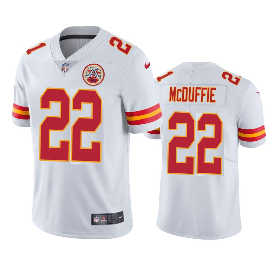 Men's Kansas City Chiefs #22 Trent McDuffie Nike White Vapor Untouchable Limited Jersey