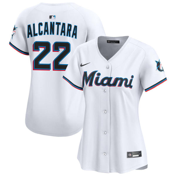 Womens Miami Marlins #22 Sandy Alcantara Nike White Home Replica Jersey