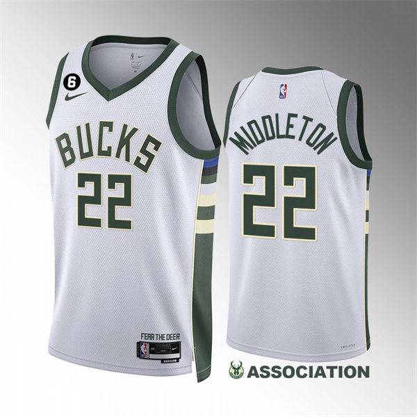 Mens Milwaukee Bucks #22 Khris Middleton Nike White Association Edition Jersey