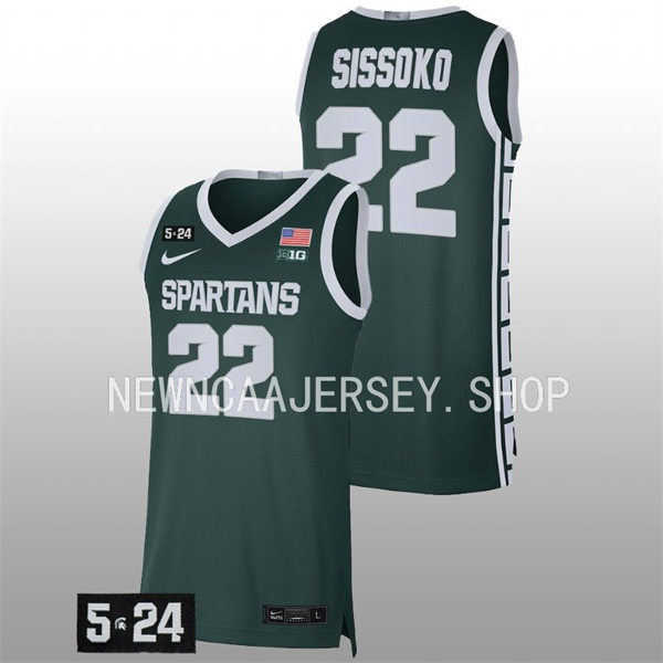 Men's Michigan State Spartans #22 Mady Sissoko 2021 Green NCAA College Baketball Jersey