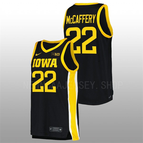 Men's Iowa Hawkeyes #22 Patrick McCaffery Nike Black College Basketball Game Jersey