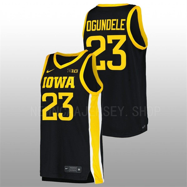 Men's Iowa Hawkeyes #23 Josh Ogundele Nike Black College Basketball Game Jersey