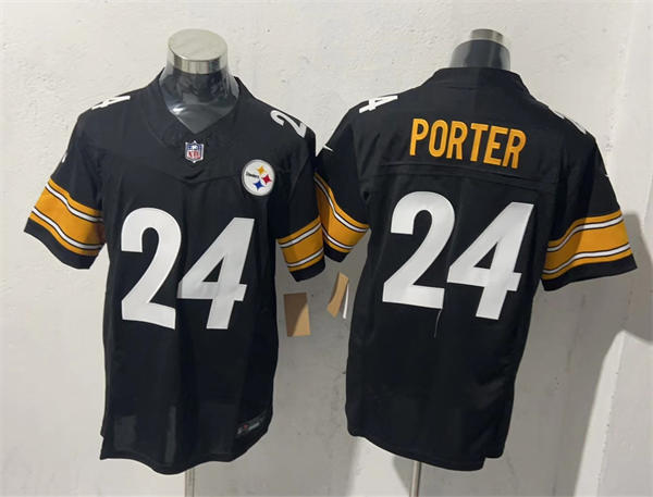 Men's Pittsburgh Steelers #24 Joey Porter Jr. Nike Black Vapor Limited Player Jersey
