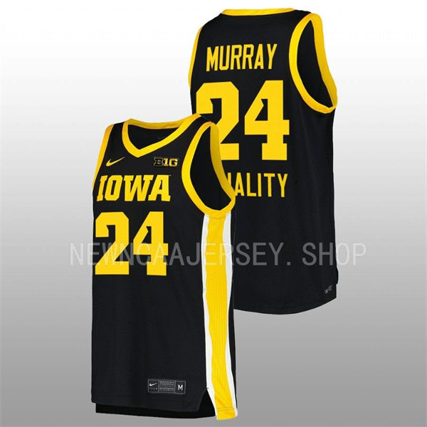 Mens Youth Iowa Hawkeyes #24 Kris Murray Nike Black College Basketball Game Jersey