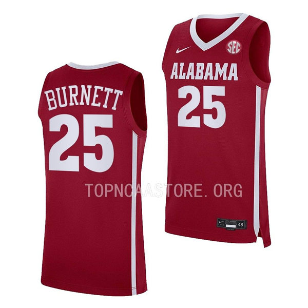 Mens Alabama Crimson Tide #25 Nimari Burnett Nike Crimson College Basketball Game Jersey
