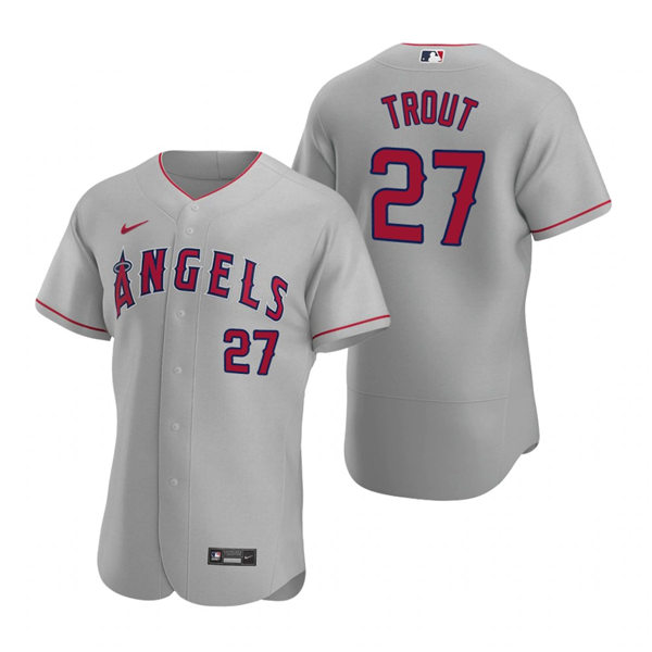Men's Los Angeles Angels #27 Mike Trout Nike Road Gray Stitched MLB Cool Base Baseball Jersey