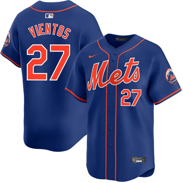 Mens New York Mets #27 Mark Vientos Nike Royal Orange Alternate Limited Player Jersey