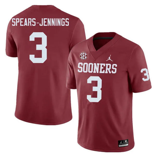Oklahoma Sooners #3 Robert Spears-Jennings 2025 SEC Crimson College Football Game Jersey