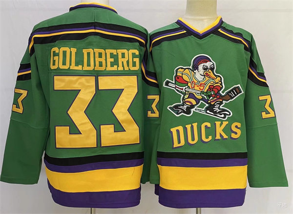 Men's The Mighty Ducks Movie #33 Greg Goldberg Green Stitched Ice Hockey Jersey