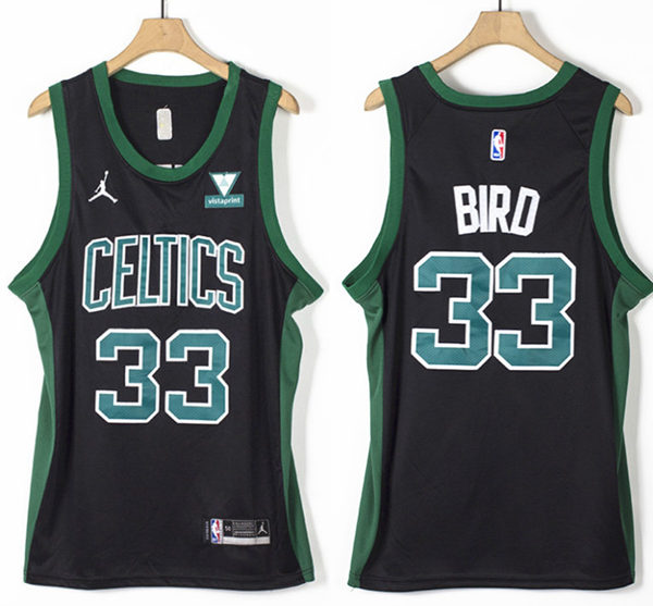 Mens Boston Celtics Retired Player #33 Larry Bird Black Jordan Statement Edition Jersey