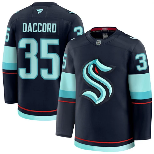 Mens Seattle Kraken #35 Joey Daccord Fanatics Navy Home Premium Player Jersey