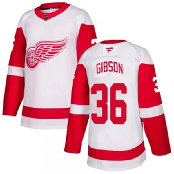 Men's Detroit Red Wings #36 John Gibson Fanatics White Away Jersey