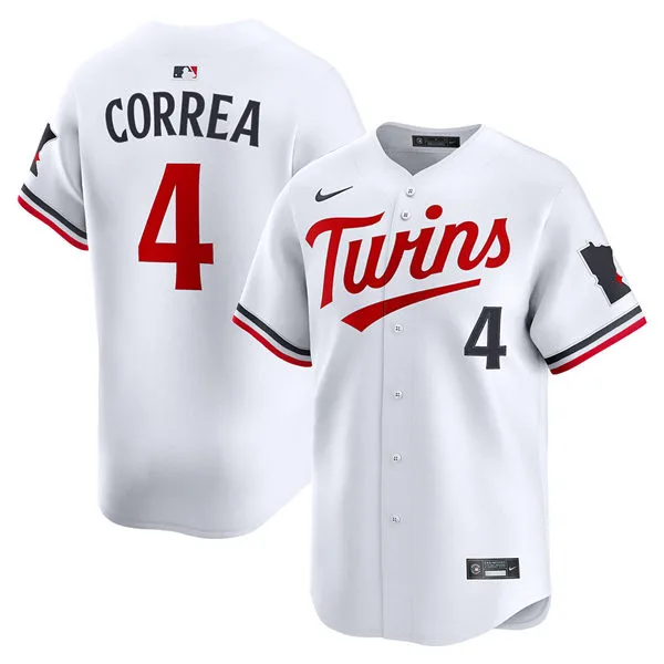 Mens Minnesota Twins #4 Carlos Correa Nike 2025 Home White Limited Player Jersey